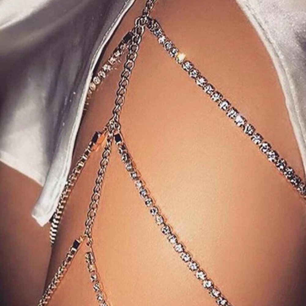 NEW CRYSTAL BODY THIGH CHAIN - BODY JEWELRY
